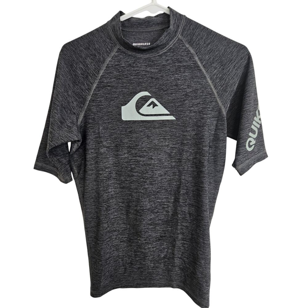 Quiksilver Rash Guard Mens S Dark Gray All Time ID Short Sleeve Rash Guard Men